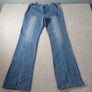 Umgee Denim Flared Leg Front Slit Jeans Juniors Size 9 Mid-high Rise Stretch